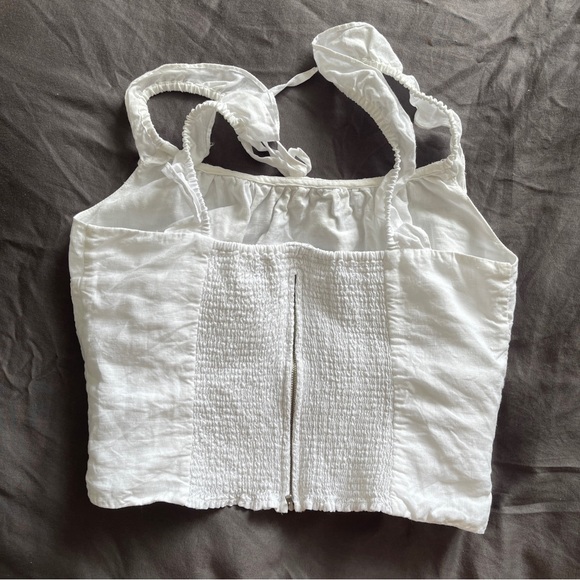 Aritzia Wilfred Boheme 100% Linen White Bustier Blouse - Picture 9 of 12
